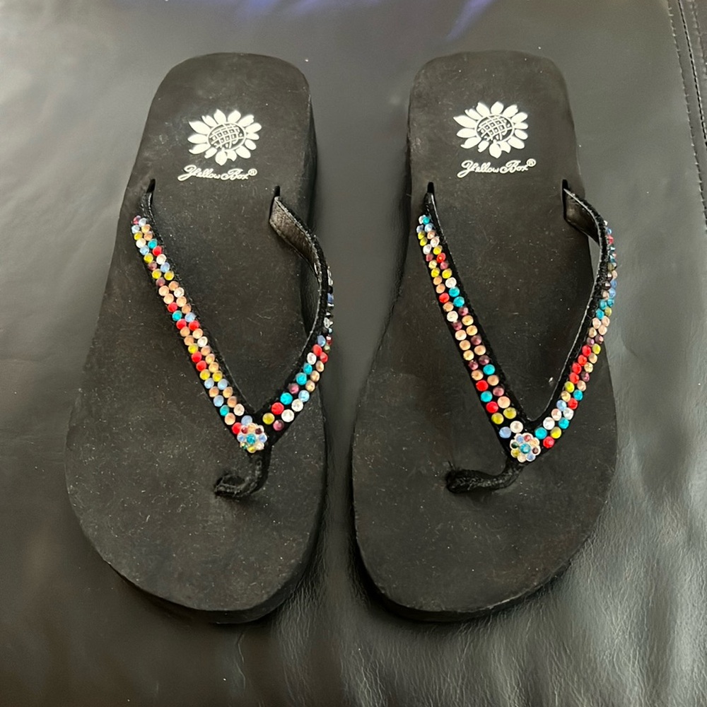 Yellow box flip flops - new without box